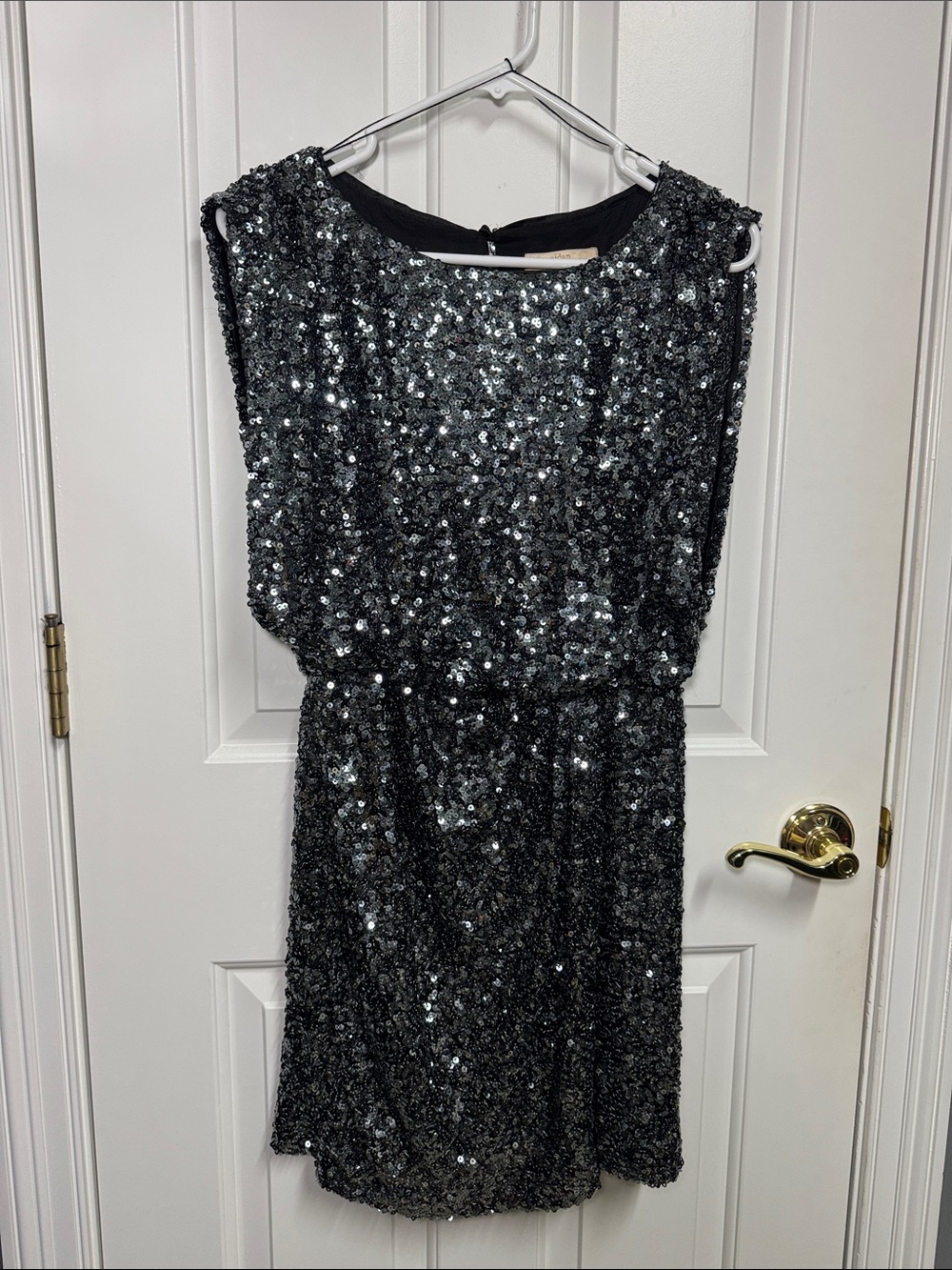 Aidan by Aidan Mattox Black Sequin Blouson Mini Dress